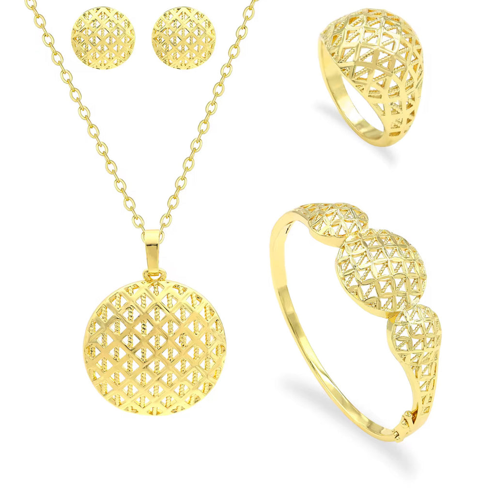 Conjunto de Joyería de Moda en Latón Chapado en Oro de 14K