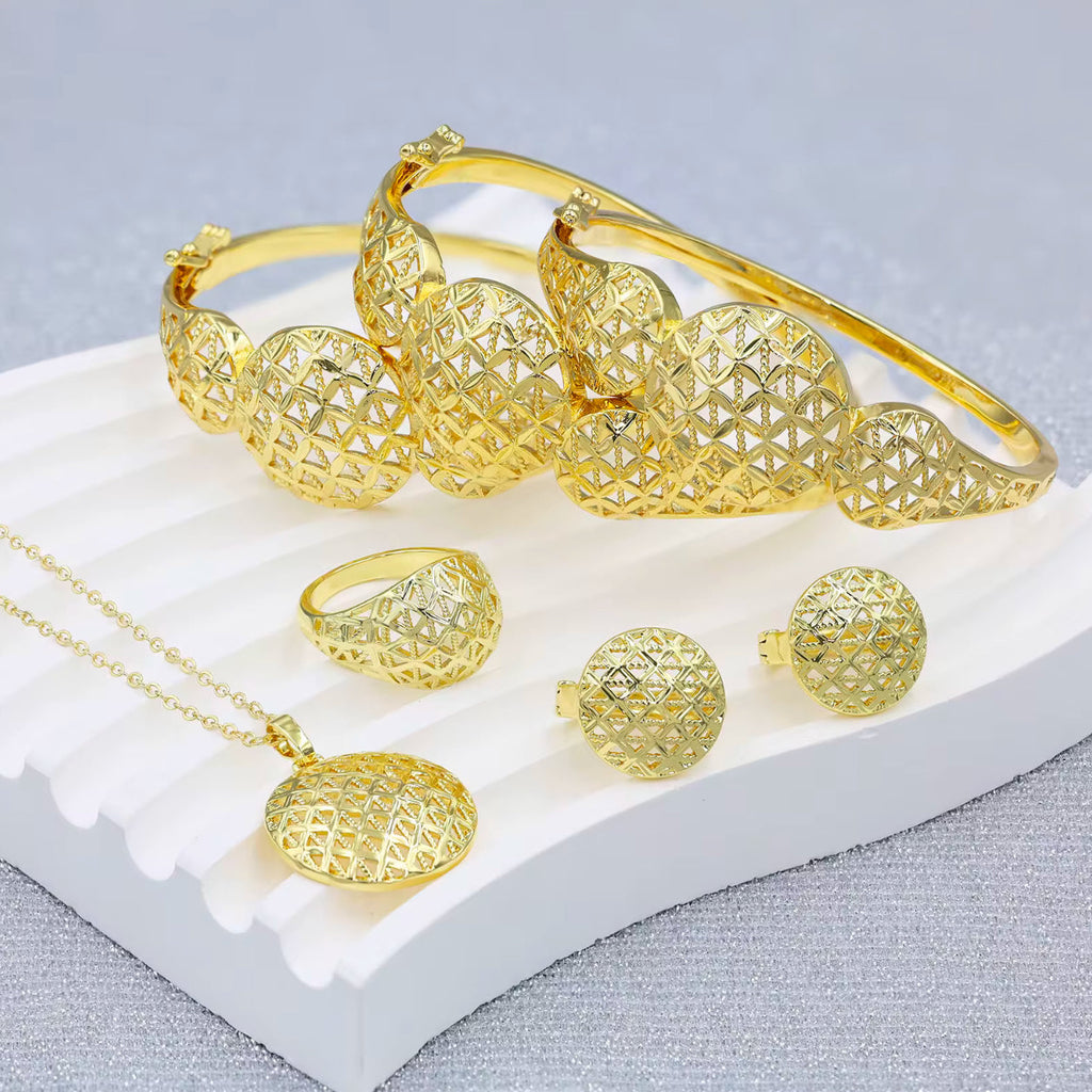 Conjunto de Joyería de Moda en Latón Chapado en Oro de 14K