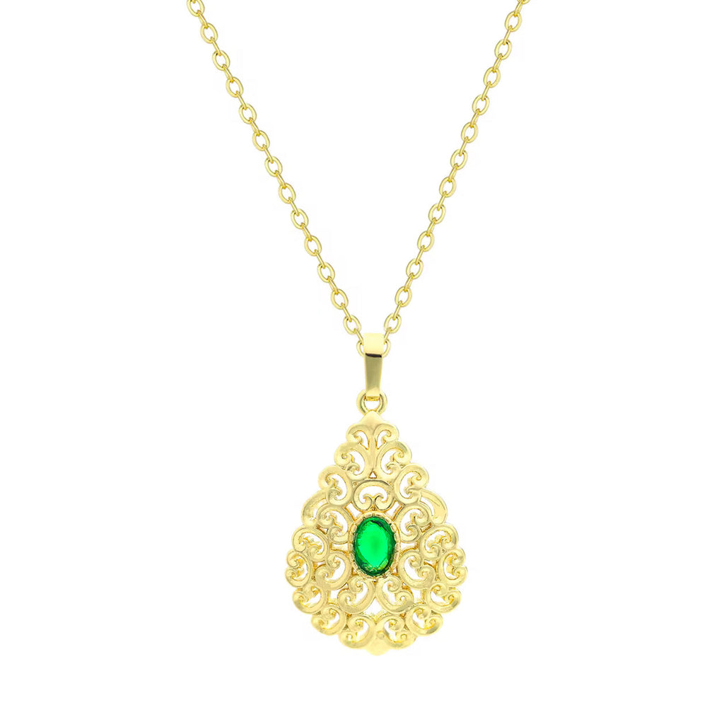 Conjunto de Joyería de Cuatro Piezas en Oro de 14K con Circón Verde
