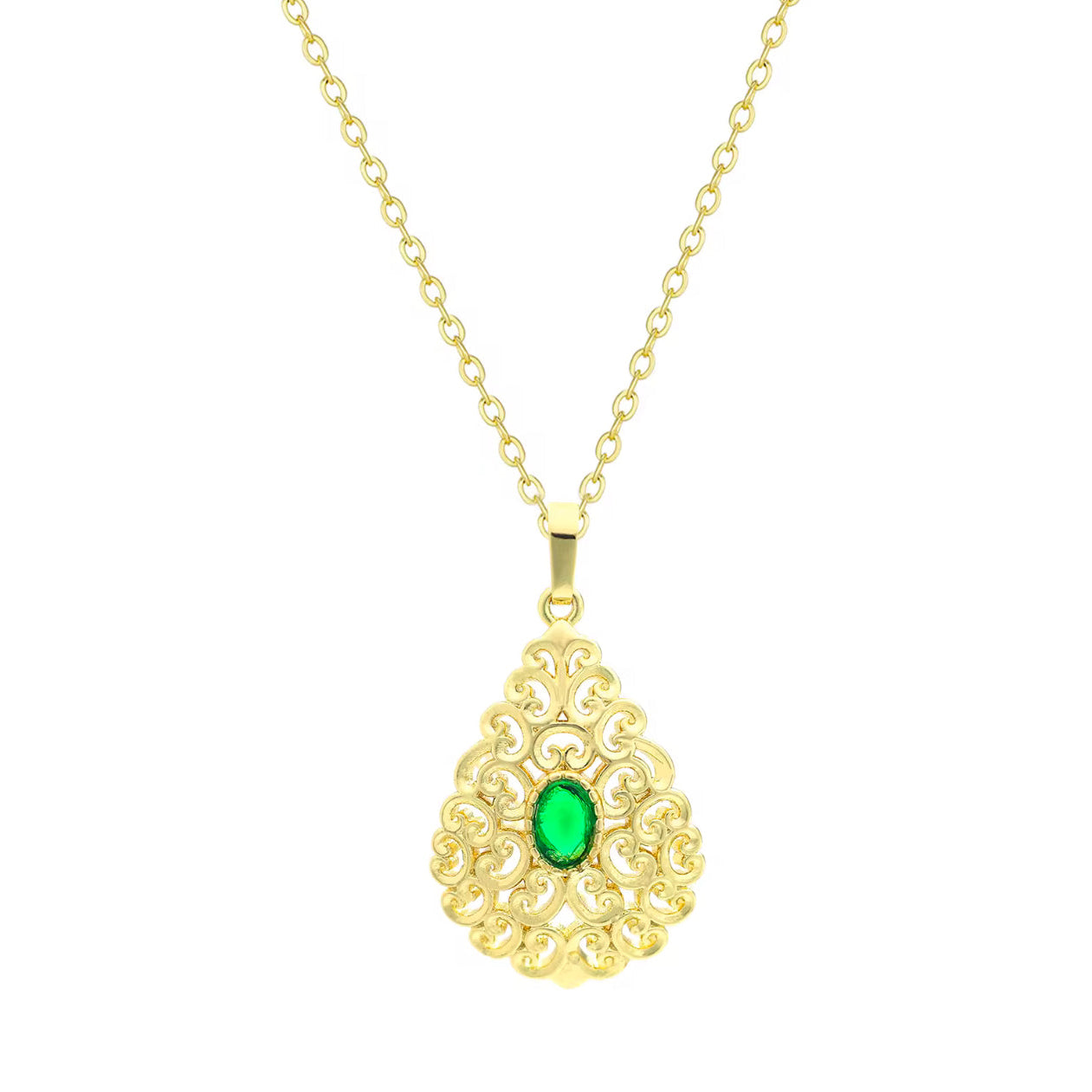 Conjunto de Joyería de Cuatro Piezas en Oro de 14K con Circón Verde