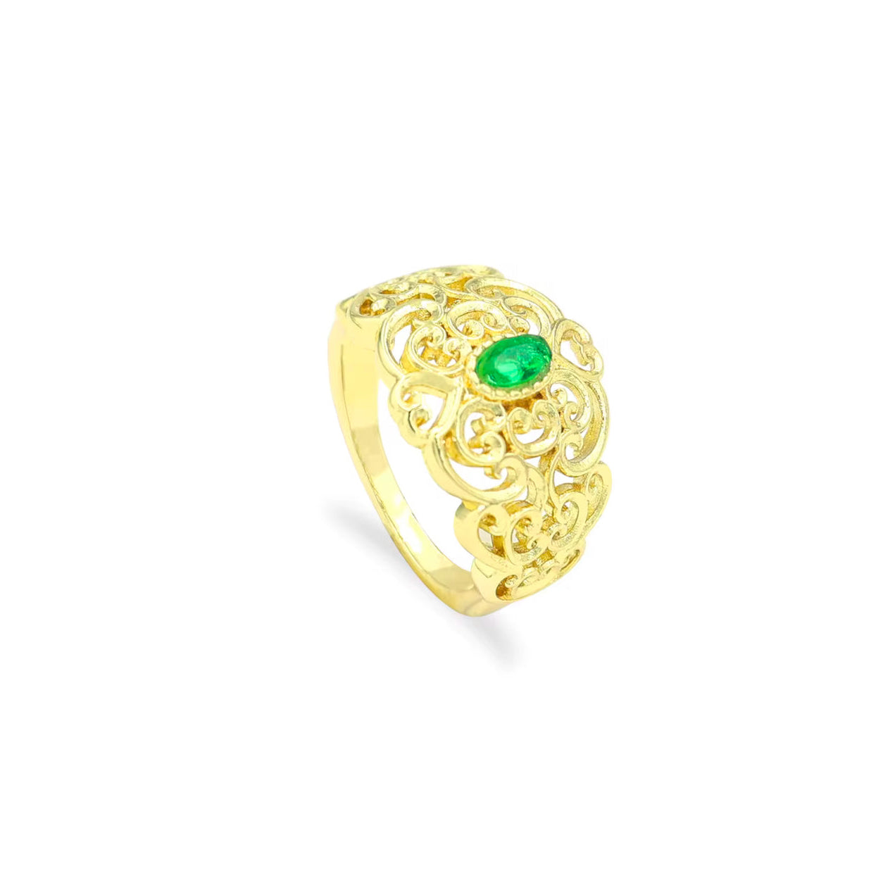 Conjunto de Joyería de Cuatro Piezas en Oro de 14K con Circón Verde