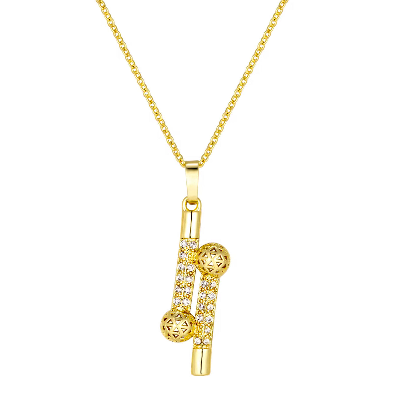 Conjunto de Joyería Geométrica en Latón y Oro de 18K con Circón