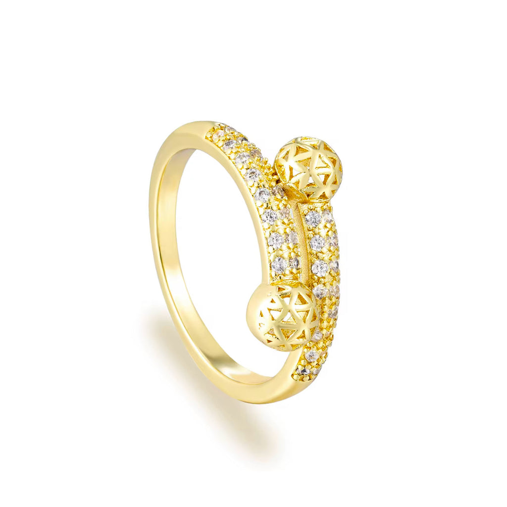 Conjunto de Joyería Geométrica en Latón y Oro de 18K con Circón