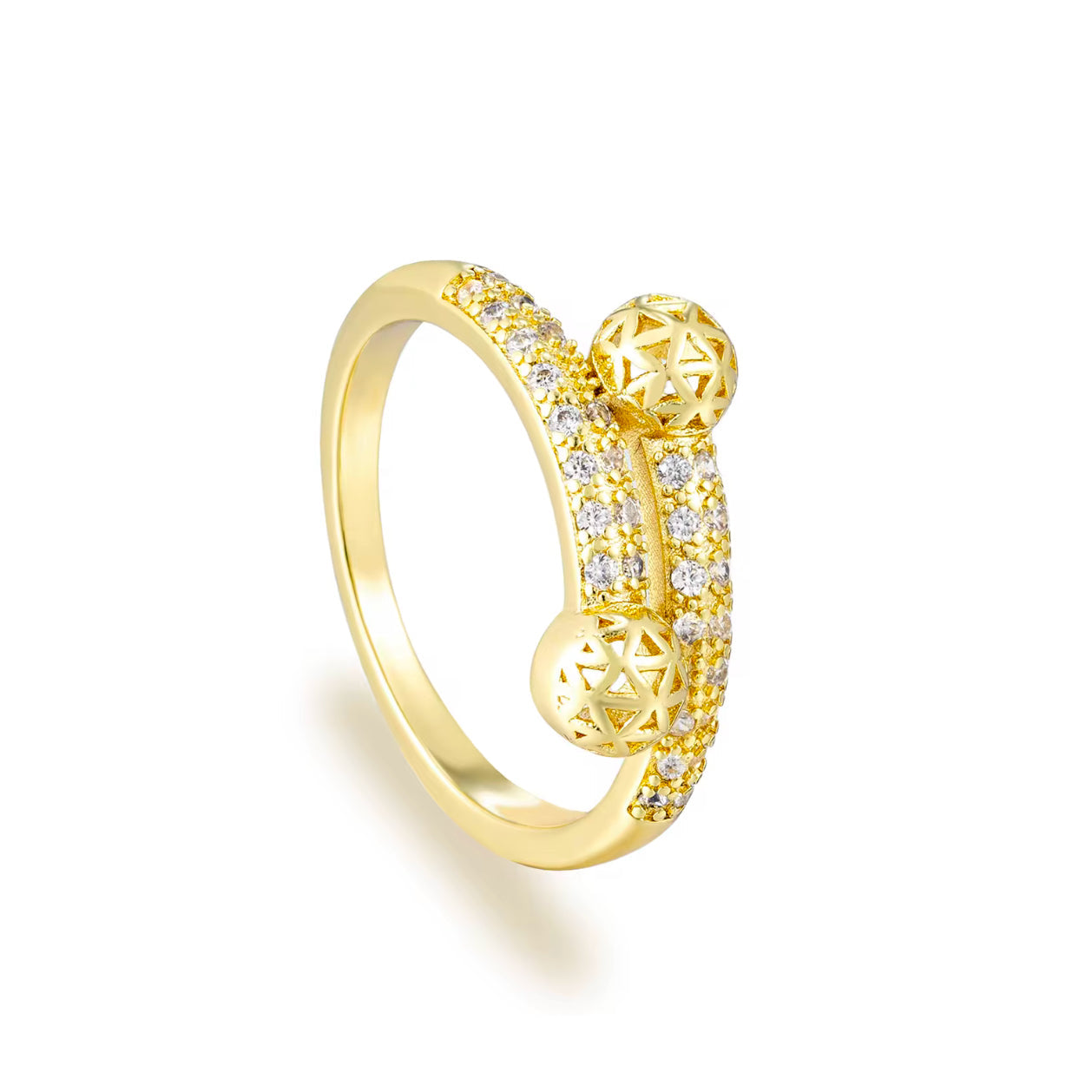 Conjunto de Joyería Geométrica en Latón y Oro de 18K con Circón