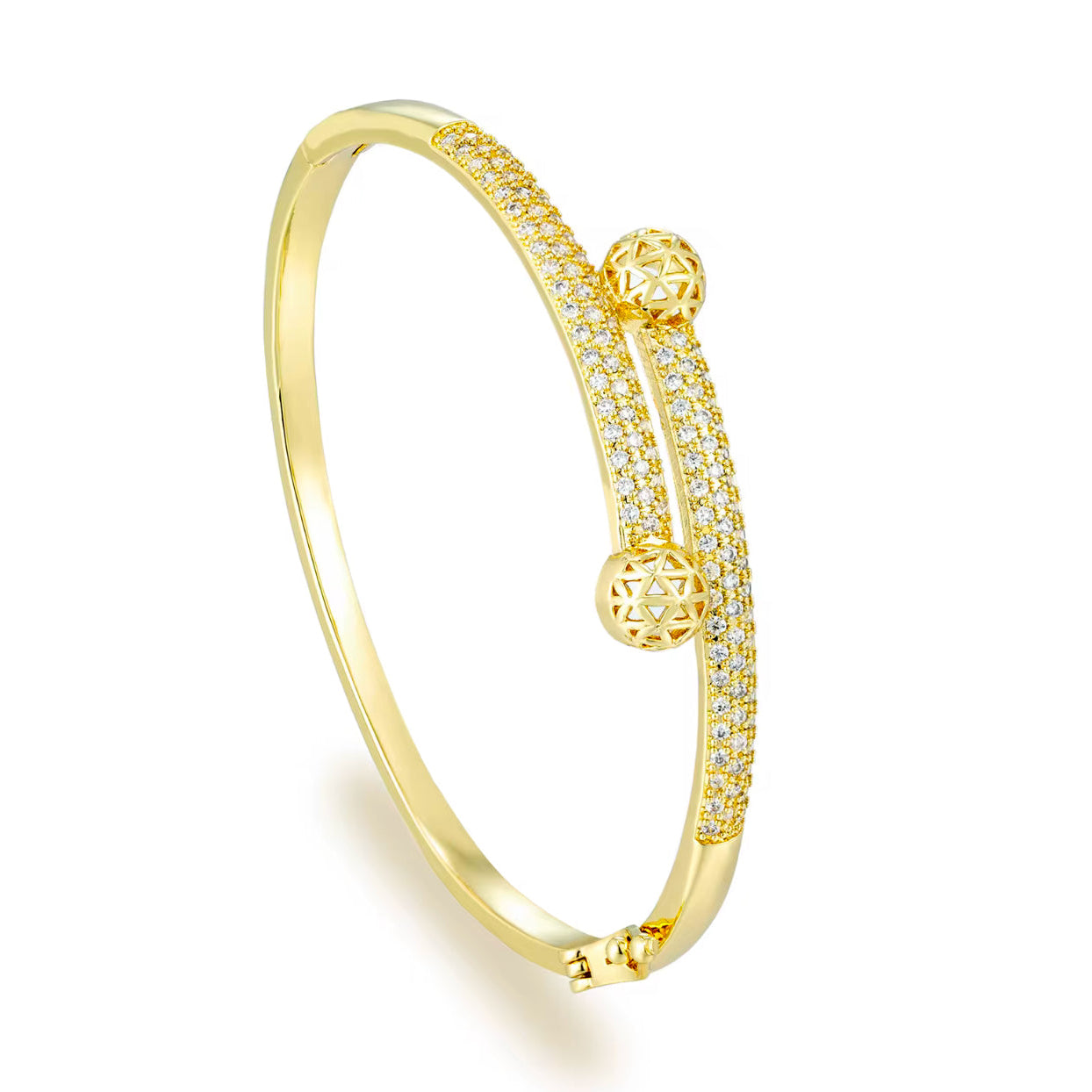 Conjunto de Joyería Geométrica en Latón y Oro de 18K con Circón