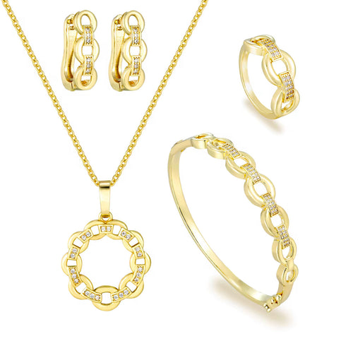 Conjunto de Joyería de Latón en Oro de 18K - Estilo Oriente Medio