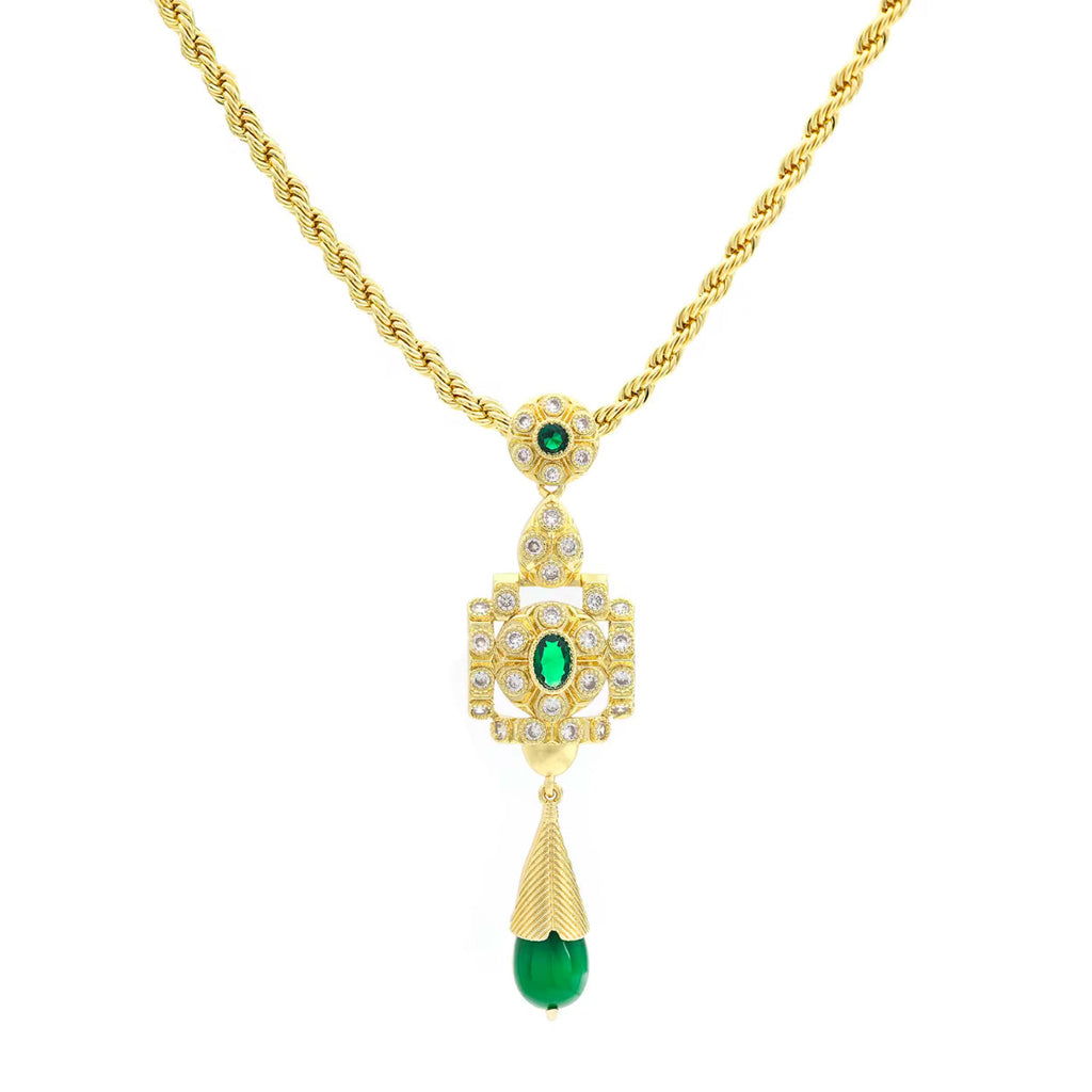 Conjunto Nupcial Esmeralda en Oro de 18K - Estilo Árabe