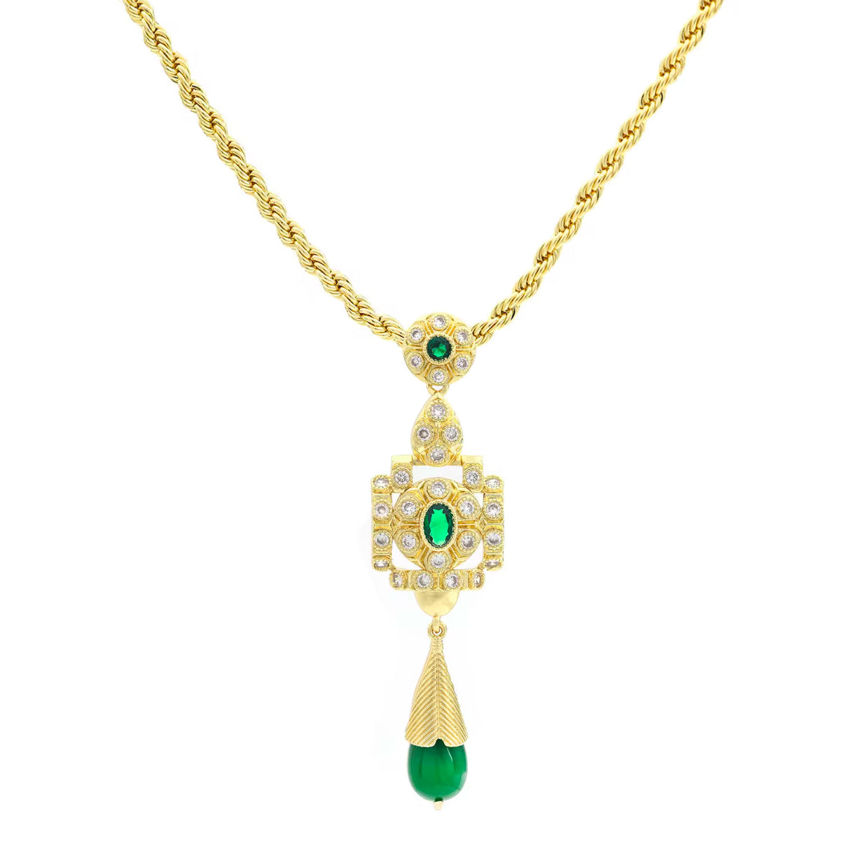 Conjunto Nupcial Esmeralda en Oro de 18K - Estilo Árabe