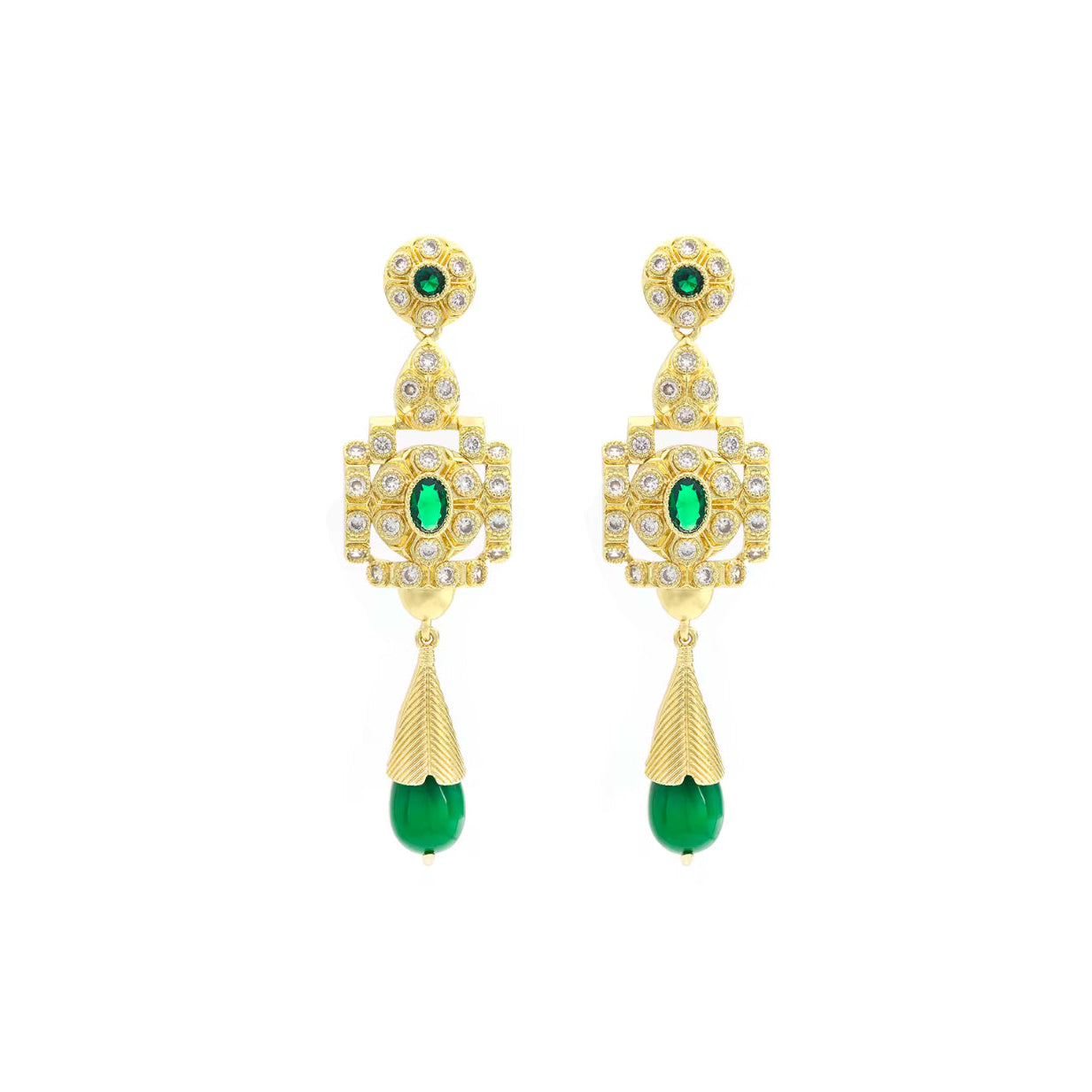 Conjunto Nupcial Esmeralda en Oro de 18K - Estilo Árabe