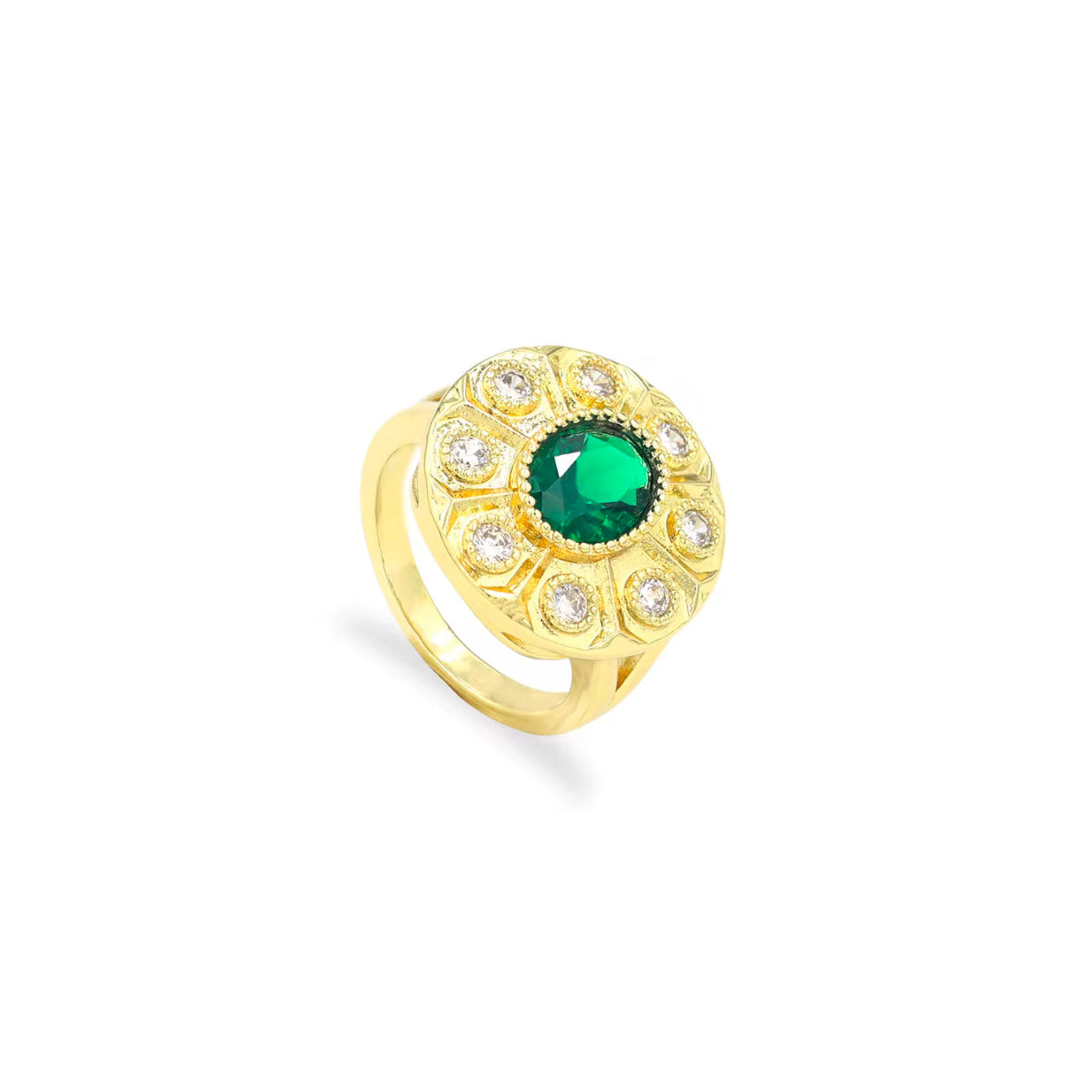 Conjunto Nupcial Esmeralda en Oro de 18K - Estilo Árabe
