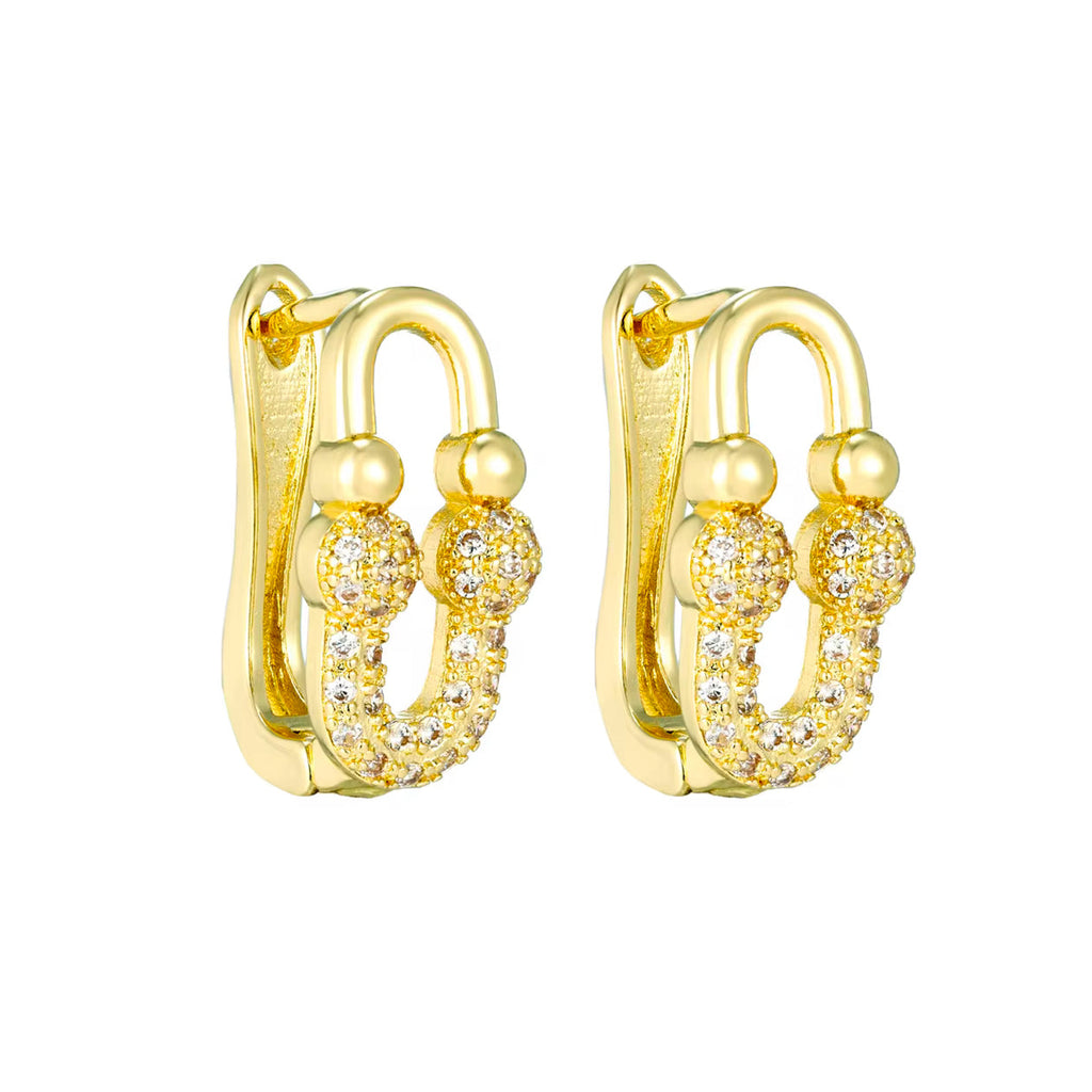 Juego de Joyería de Diseño en Latón Oro de 18K con Circonitas