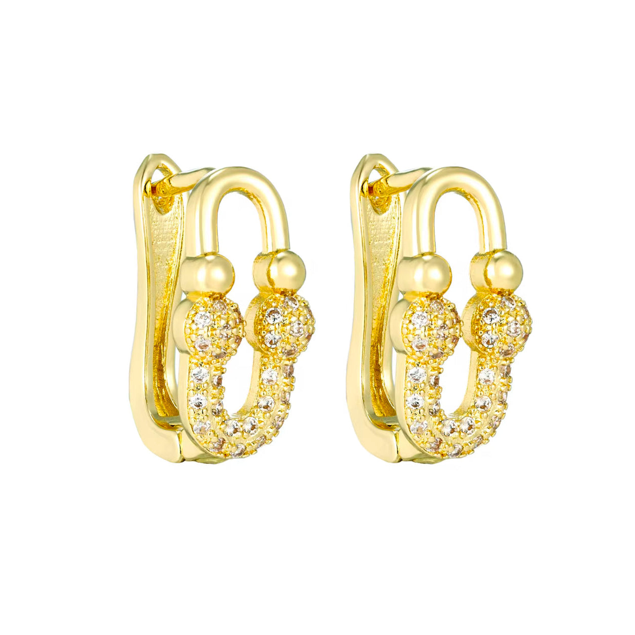 Juego de Joyería de Diseño en Latón Oro de 18K con Circonitas