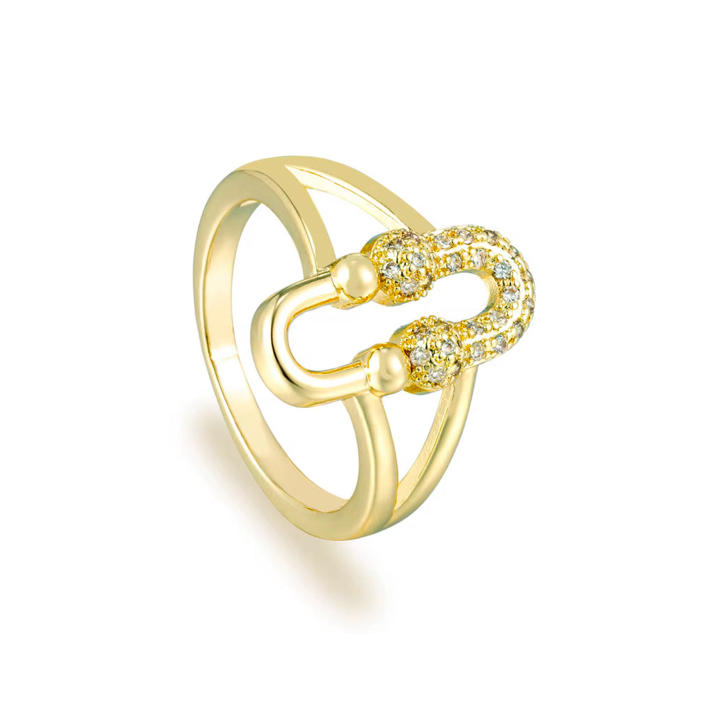 Juego de Joyería de Diseño en Latón Oro de 18K con Circonitas